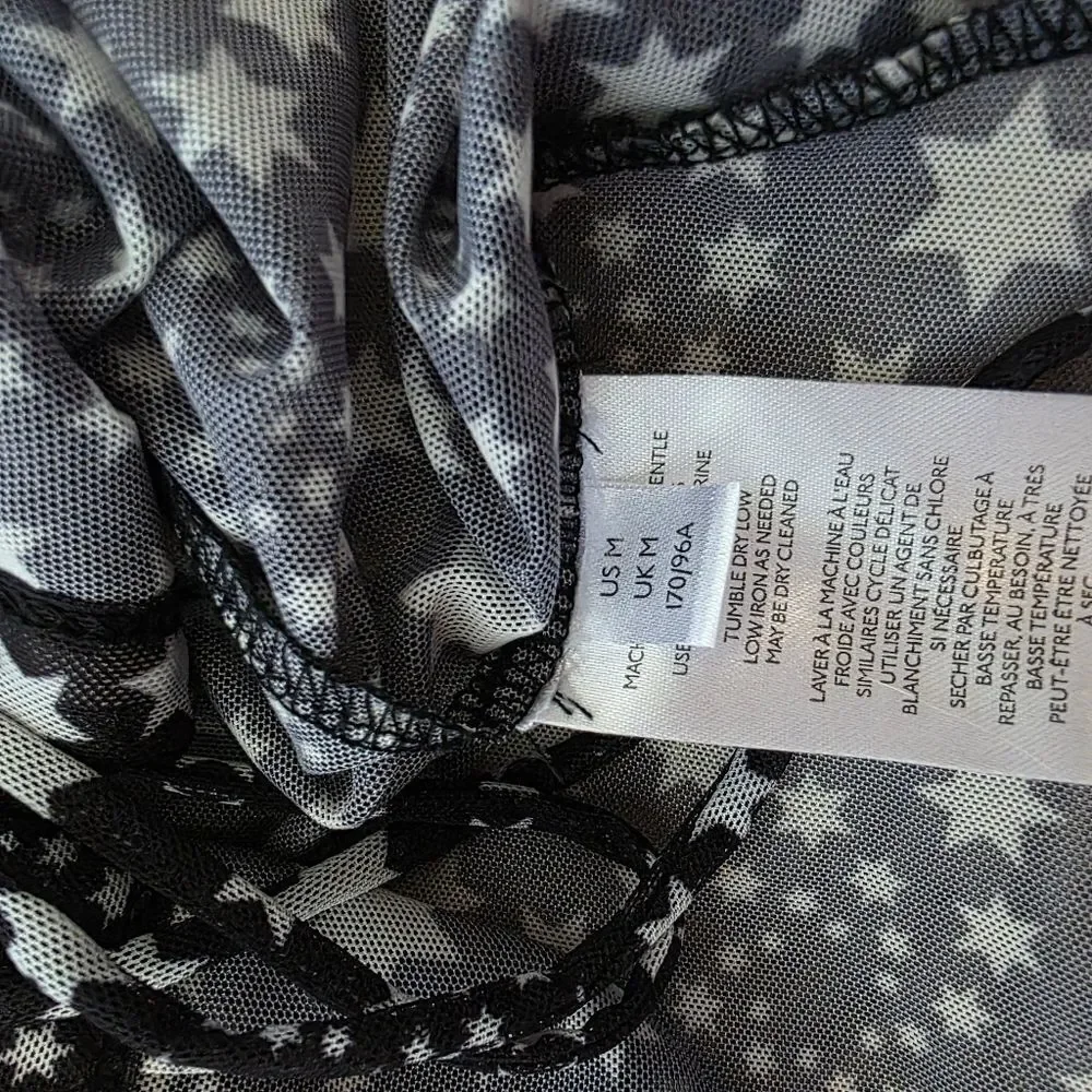 Free People Marne Sheer Stars Top In Black Size Medium